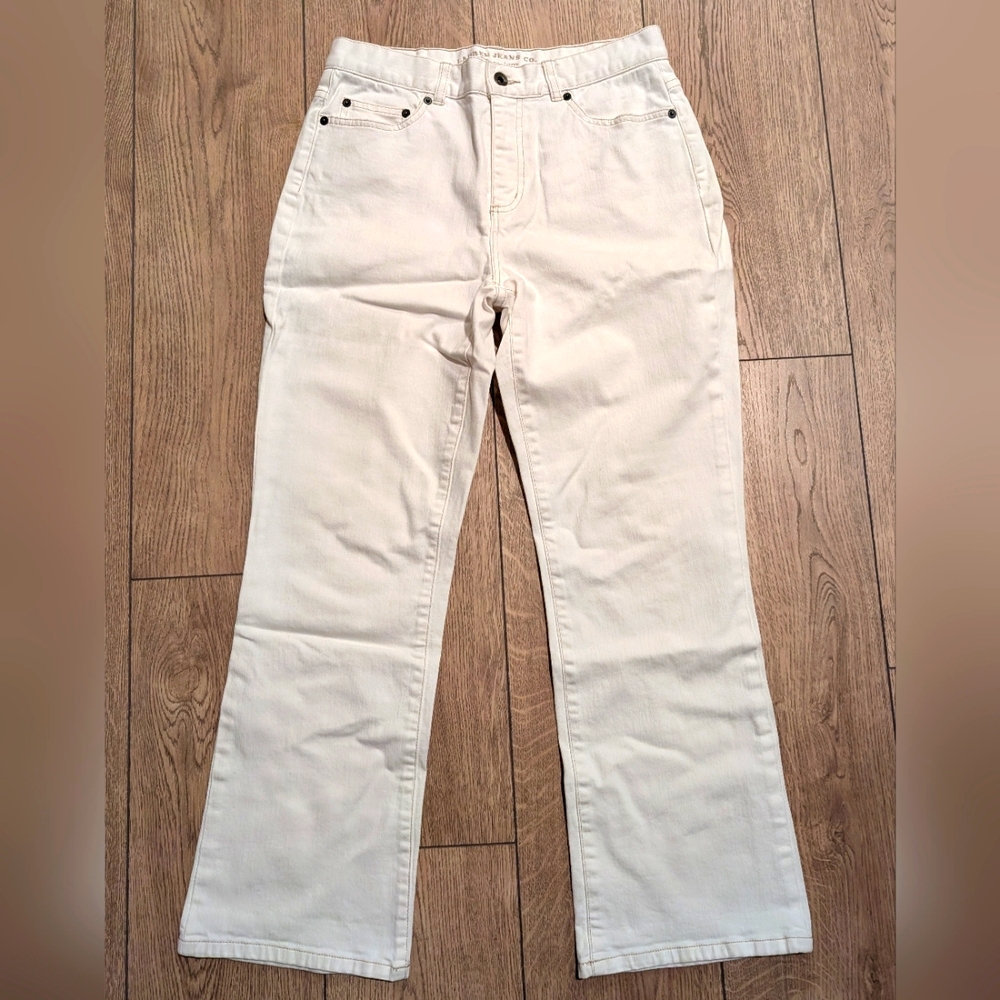 LRL Ralph Lauren Jeans 8 Petite Premium Boot Leg Bootcut Cream Ivory Denim